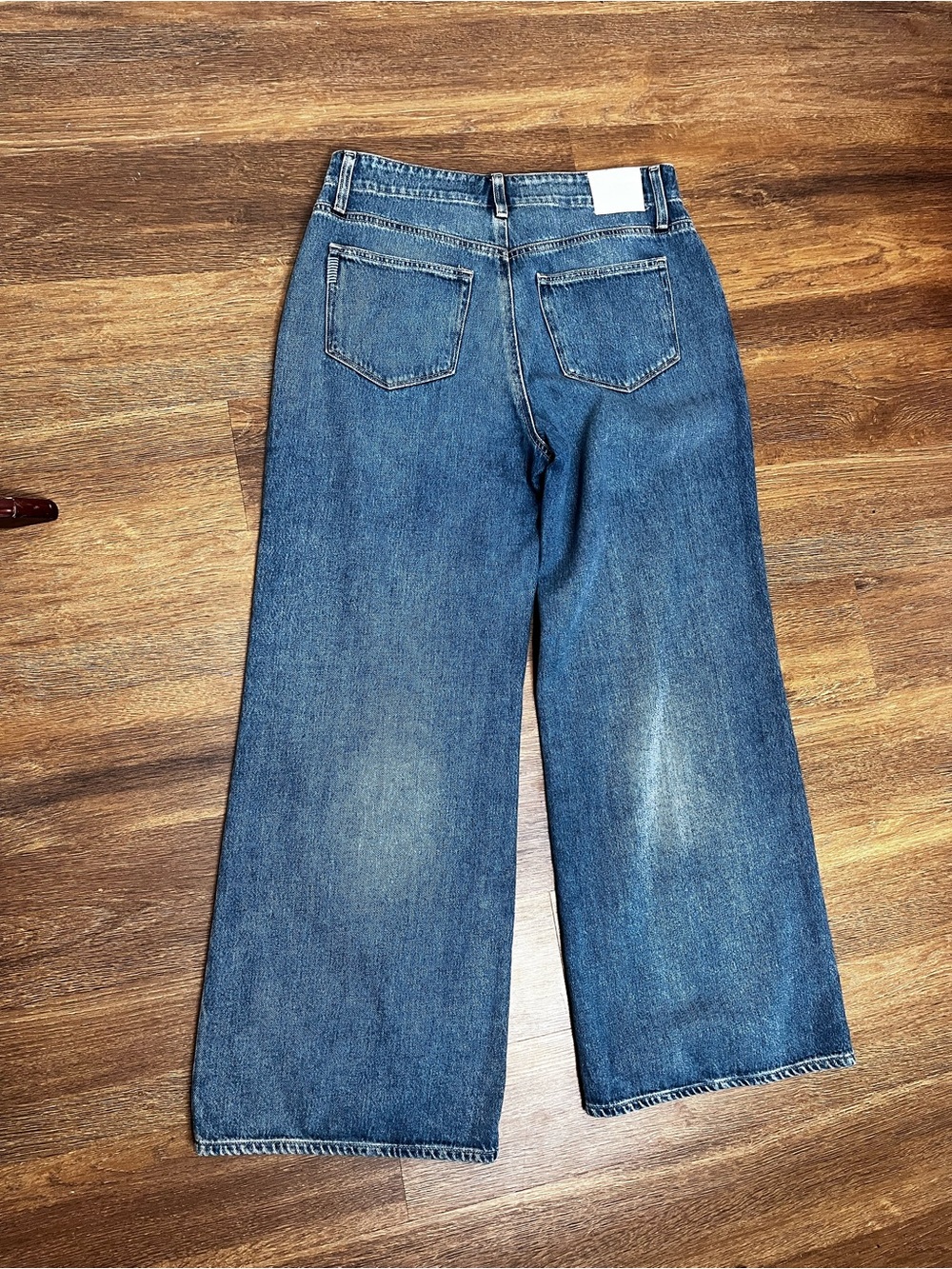 PAIGE Blue Wide-Leg Flare Jeans with Drawstring - Picture 3 of 6